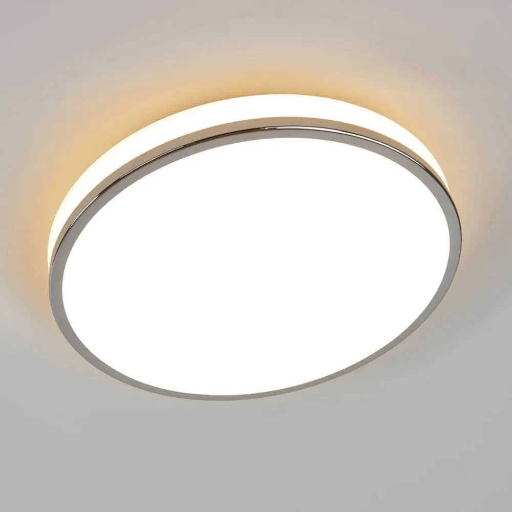Lindby LED-loftlampe Lyss, Ø 34 cm, kromfarvet, IP44