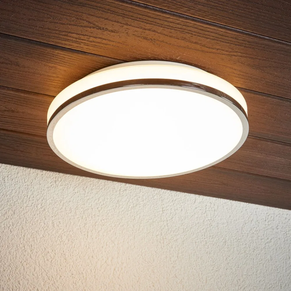 Lindby LED-loftlampe Lyss, Ø 34 cm, kromfarvet, IP44