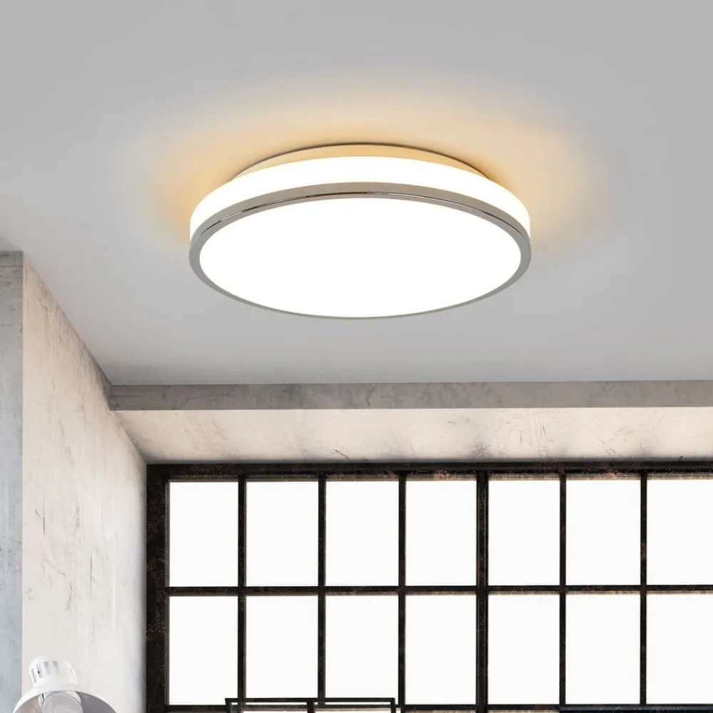 Lindby LED-loftlampe Lyss, Ø 34 cm, kromfarvet, IP44