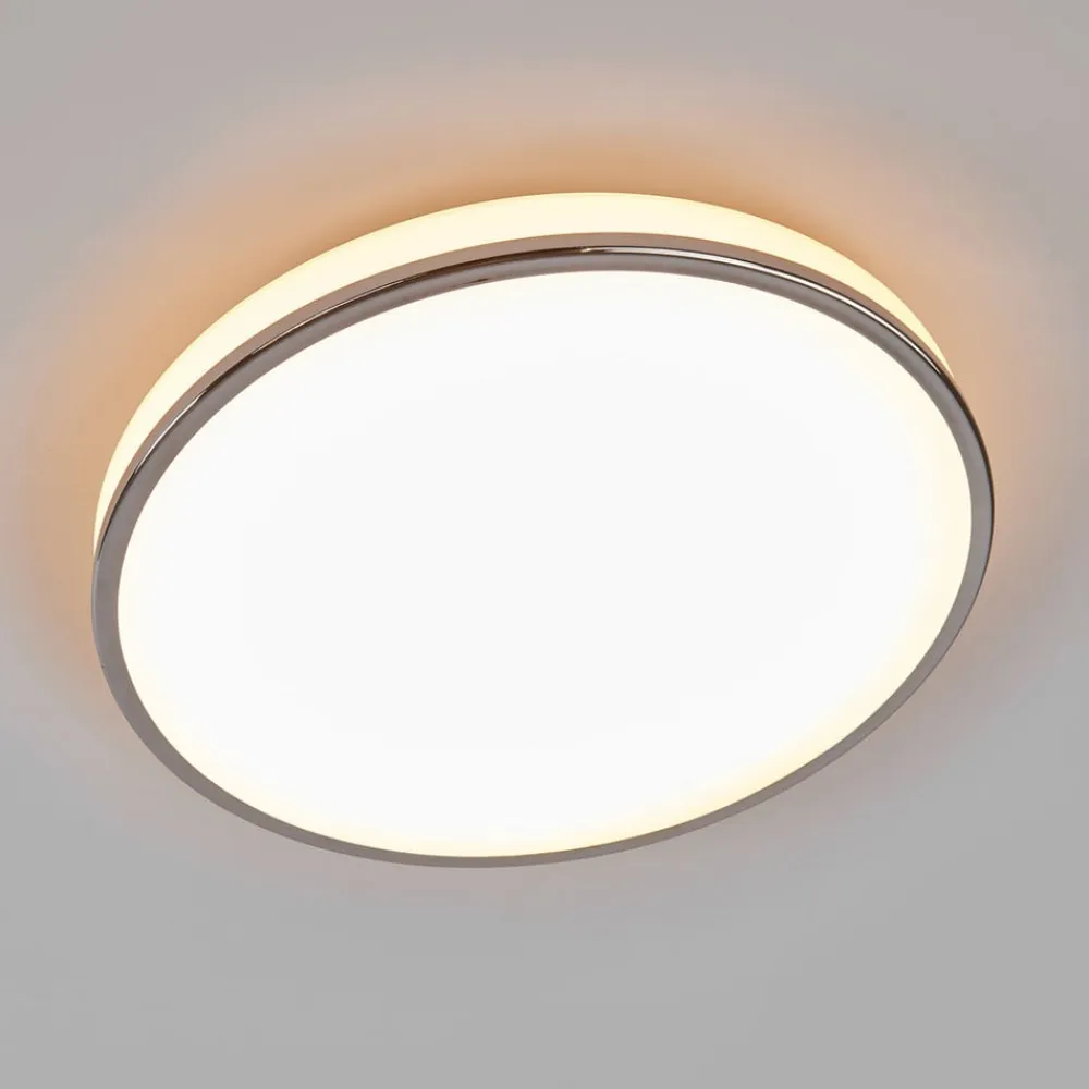 LED-loftlampe Lyss, Ø 40 cm, kromfarvet, IP44^Lindby Online