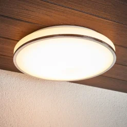 LED-loftlampe Lyss, Ø 40 cm, kromfarvet, IP44^Lindby Online