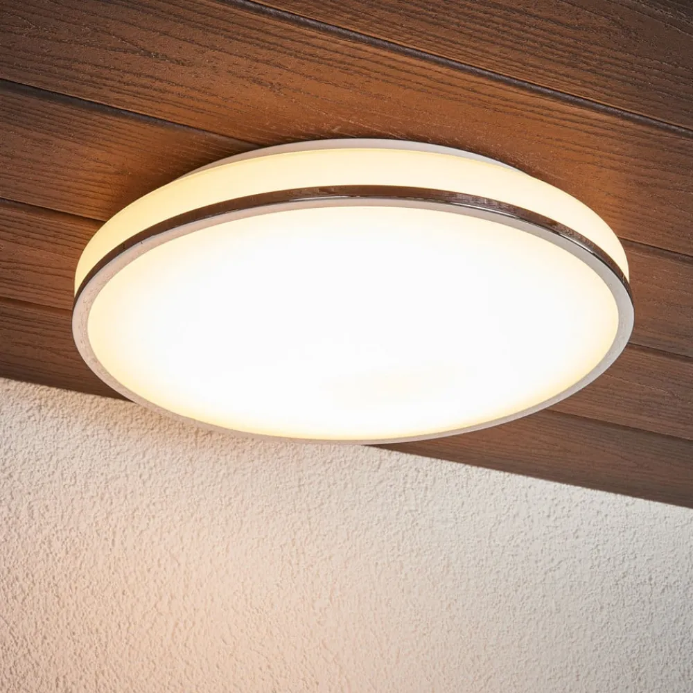 LED-loftlampe Lyss, Ø 40 cm, kromfarvet, IP44^Lindby Online