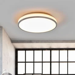 LED-loftlampe Lyss, Ø 40 cm, kromfarvet, IP44^Lindby Online