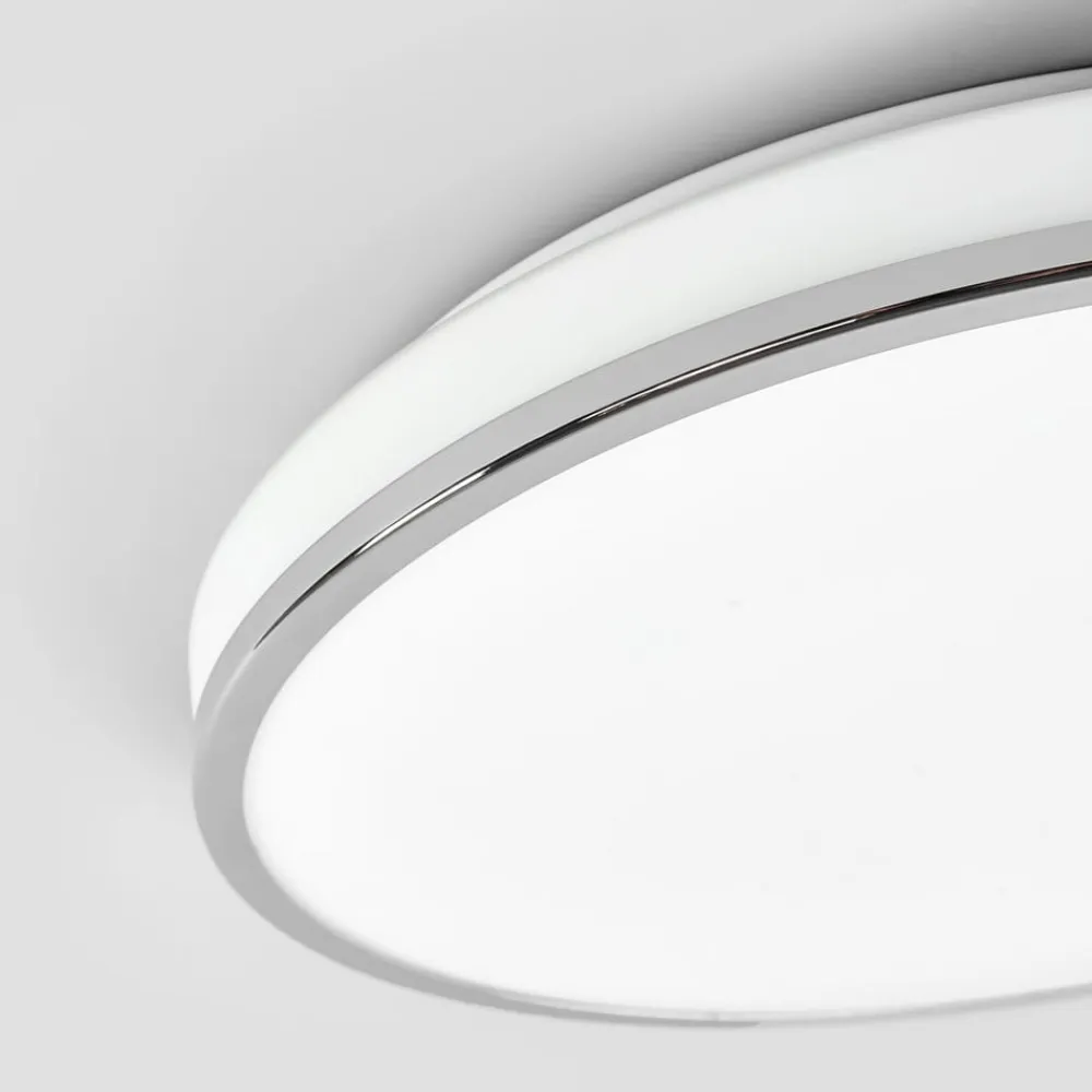 LED-loftlampe Lyss, Ø 40 cm, kromfarvet, IP44^Lindby Online