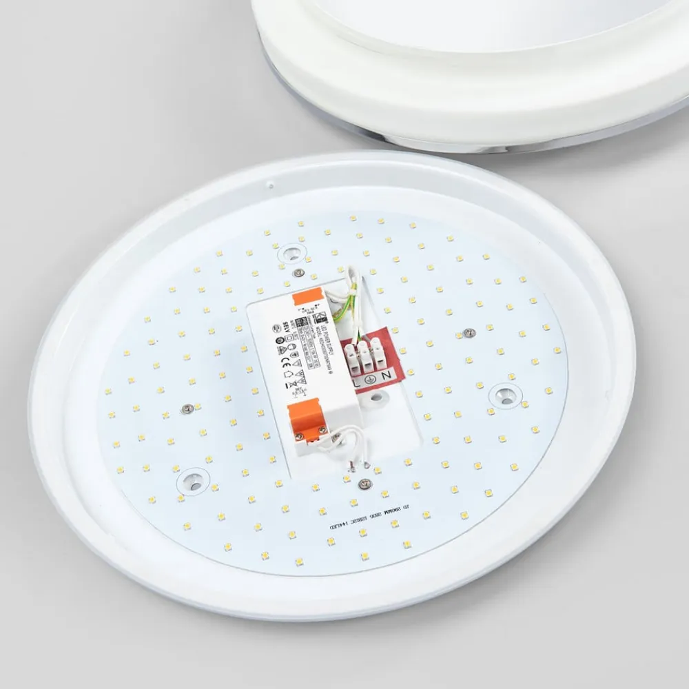 LED-loftlampe Lyss, Ø 40 cm, kromfarvet, IP44^Lindby Online