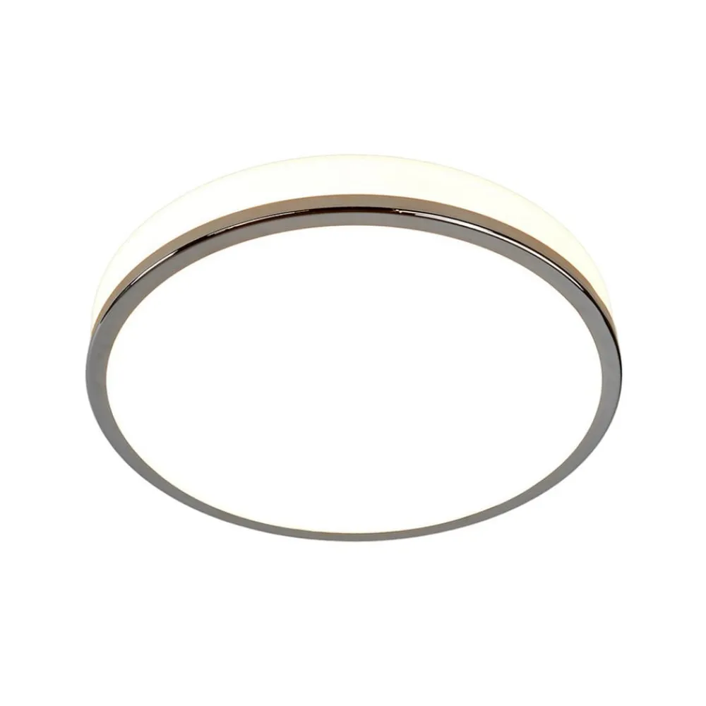 LED-loftlampe Lyss, Ø 28 cm, kromfarvet, IP44^Lindby New