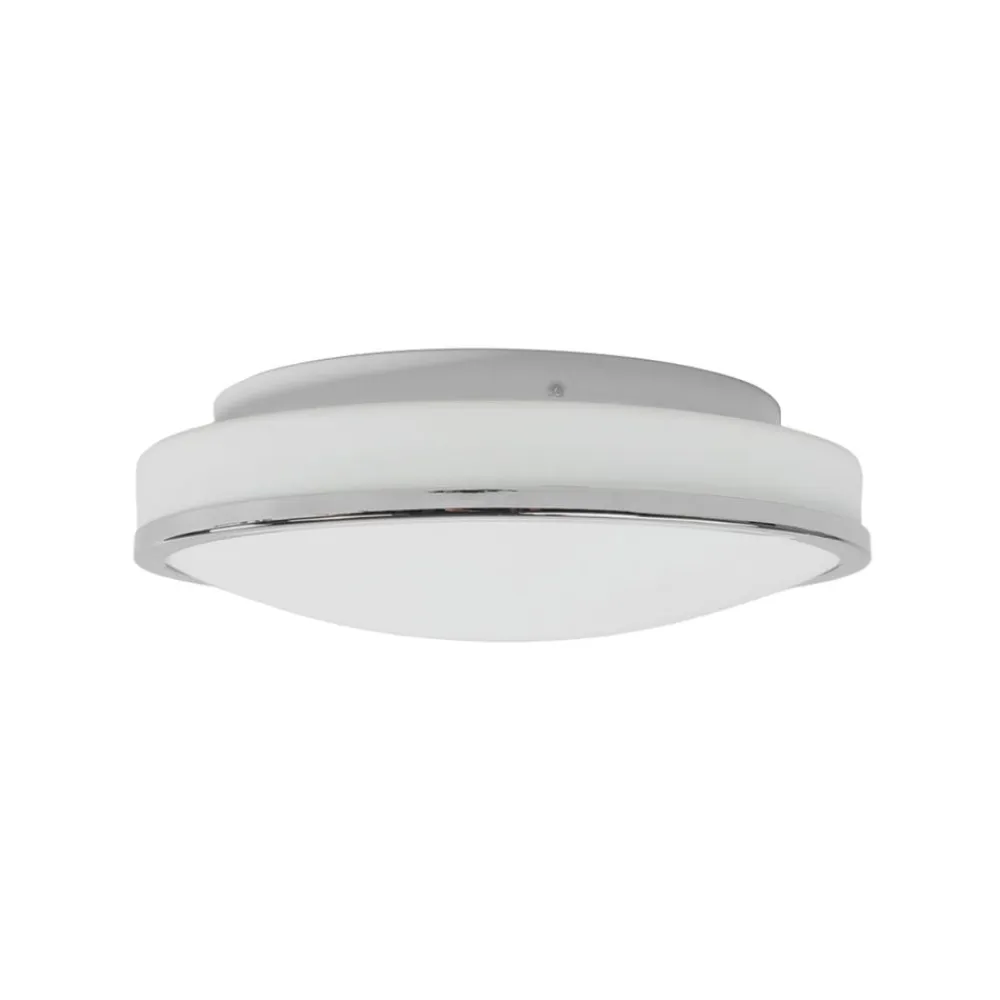 LED-loftlampe Lyss, Ø 28 cm, kromfarvet, IP44^Lindby New