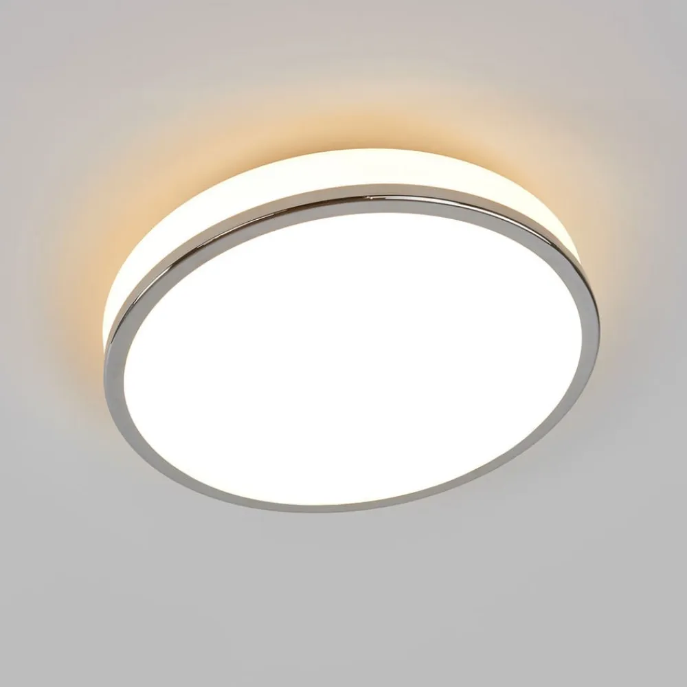 LED-loftlampe Lyss, Ø 28 cm, kromfarvet, IP44^Lindby New