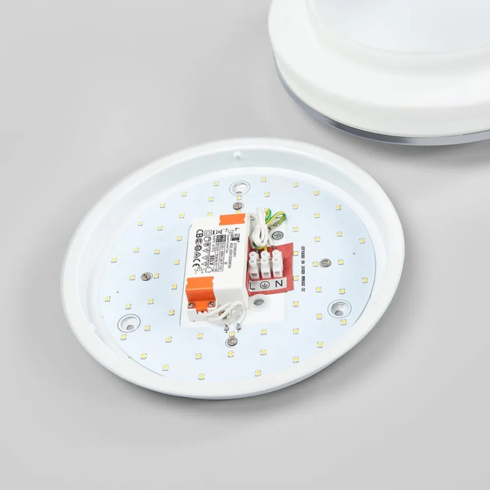 LED-loftlampe Lyss, Ø 28 cm, kromfarvet, IP44^Lindby New