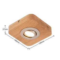 LED-loftlampe Mikari, 14 cm, træ, drejelig^Lindby Discount