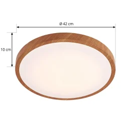 LED-loftlampe Mynte, Ø42cm, trælook, plast^Lindby Online