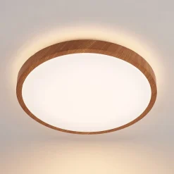 LED-loftlampe Mynte, Ø42cm, trælook, plast^Lindby Online