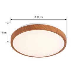 Lindby LED-loftlampe Mynte, Ø30cm, trælook, plast