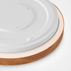 Lindby LED-loftlampe Mynte, Ø30cm, trælook, plast