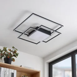 LED-loftlampe Nelinka, 60 cm, sort, aluminium^Lindby Outlet