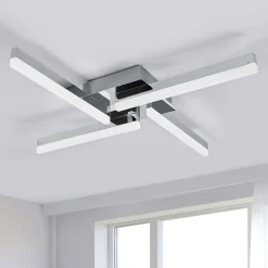 LED-loftlampe Patrik, 59 cm, 4 lyskilder, krom, IP44^Lindby