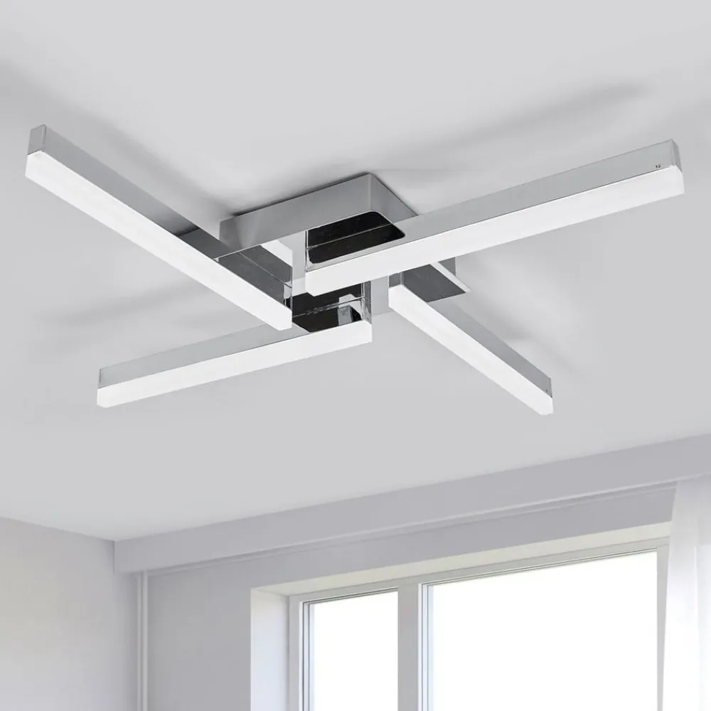 LED-loftlampe Patrik, 59 cm, 4 lyskilder, krom, IP44^Lindby