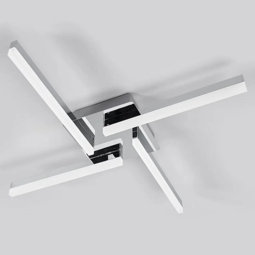 LED-loftlampe Patrik, 59 cm, 4 lyskilder, krom, IP44^Lindby