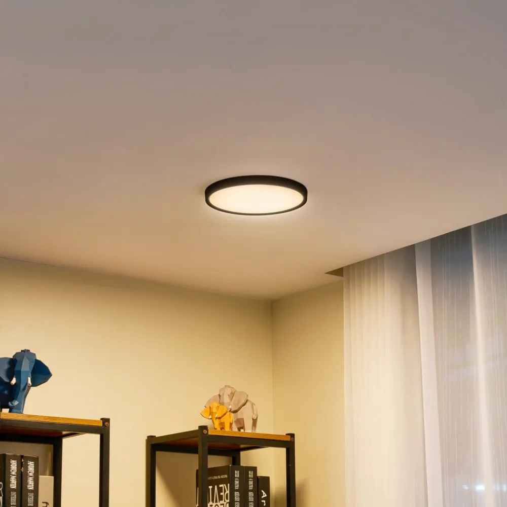 Lindby LED-loftlampe Pravin, Ø 23 cm, CCT, sort