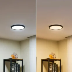 Lindby LED-loftlampe Pravin, Ø 23 cm, CCT, sort