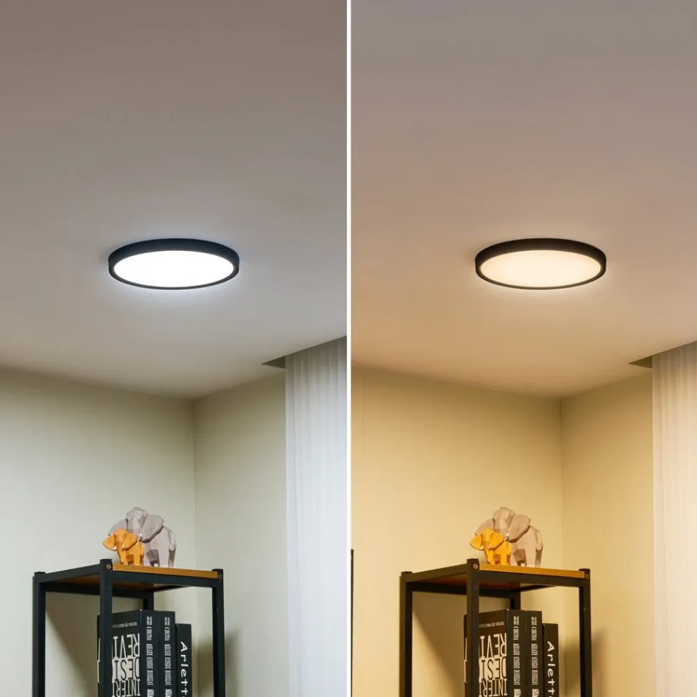 Lindby LED-loftlampe Pravin, Ø 23 cm, CCT, sort