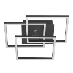 LED-loftlampe Quiana, CCT, kantet, sort, 42 cm^Lindby Best