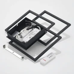 LED-loftlampe Quiana, CCT, kantet, sort, 42 cm^Lindby Best