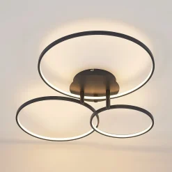Lindby LED-loftlampe Rayk, sort, metal, 77 cm, dæmpbar