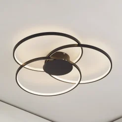 Lindby Loftlamper>LED-loftlampe Riley, sort, 3.000 K, dæmpbar