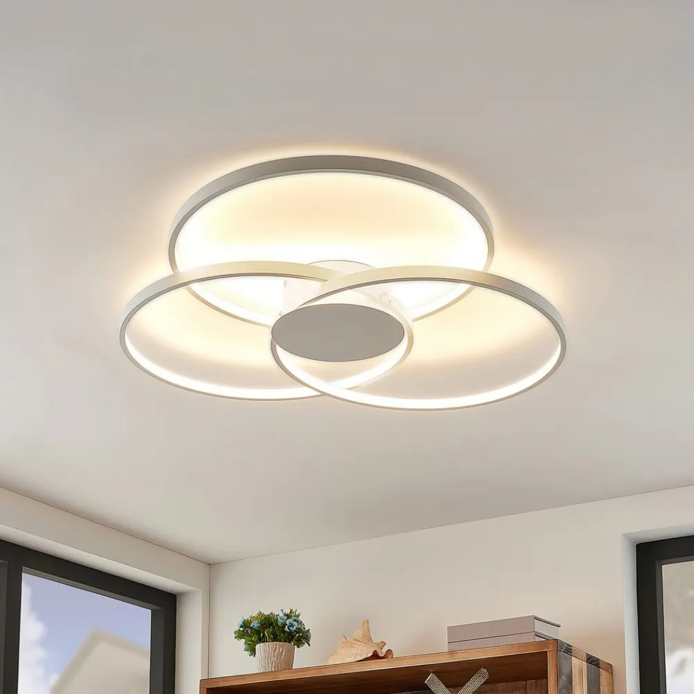 Lindby Gang|Loftlamper>LED-loftlampe Riley, hvid, metal, 80 cm, dæmpbar