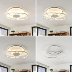 Lindby Gang|Loftlamper>LED-loftlampe Riley, hvid, metal, 80 cm, dæmpbar