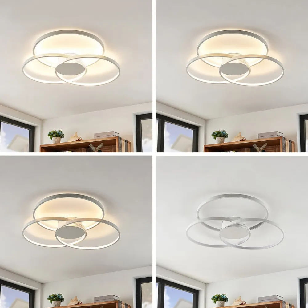 Lindby Gang|Loftlamper>LED-loftlampe Riley, hvid, metal, 80 cm, dæmpbar