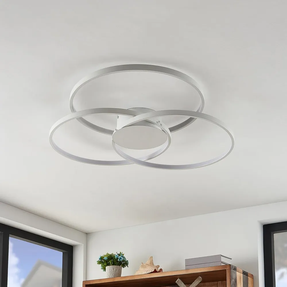 Lindby Gang|Loftlamper>LED-loftlampe Riley, hvid, metal, 80 cm, dæmpbar