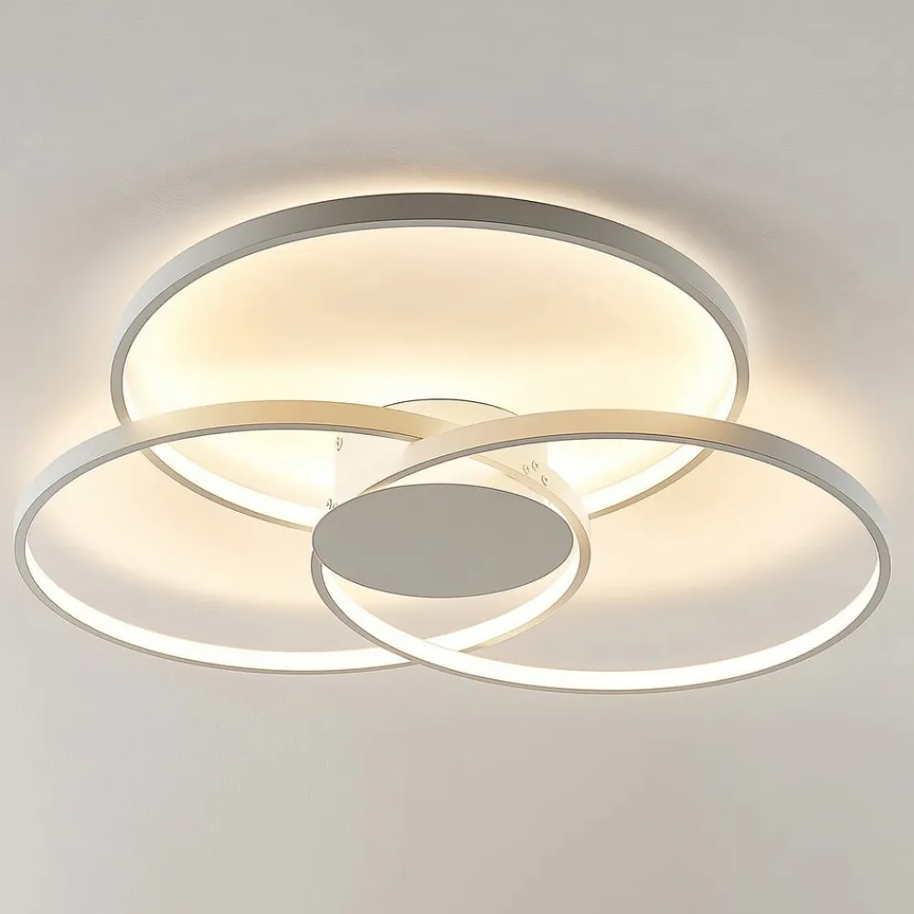 Lindby Gang|Loftlamper>LED-loftlampe Riley, hvid, metal, 80 cm, dæmpbar