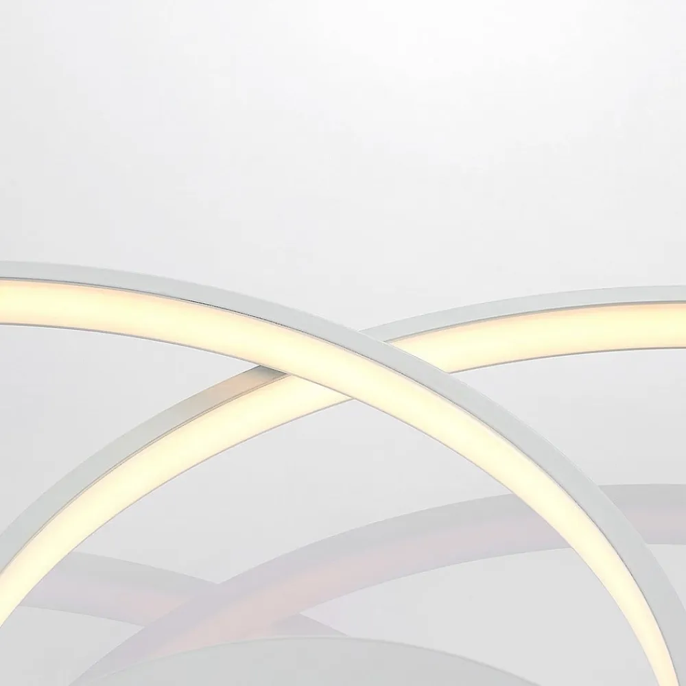 Lindby Gang|Loftlamper>LED-loftlampe Riley, hvid, metal, 80 cm, dæmpbar