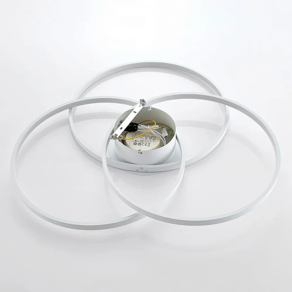 Lindby Gang|Loftlamper>LED-loftlampe Riley, hvid, metal, 80 cm, dæmpbar