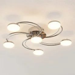 LED-loftlampe Rouven, spiralform, 6 lyskilder, grå^Lindby Discount