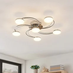 LED-loftlampe Rouven, spiralform, 6 lyskilder, grå^Lindby Discount