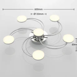 LED-loftlampe Rouven, spiralform, 6 lyskilder, grå^Lindby Discount