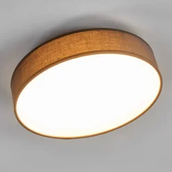 LED-loftlampe Saira, Ø 30 cm, grå, tekstil^Lindby Clearance