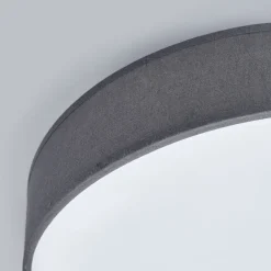 LED-loftlampe Saira, Ø 30 cm, grå, tekstil^Lindby Clearance