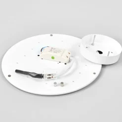 LED-loftlampe Saira, Ø 30 cm, grå, tekstil^Lindby Clearance