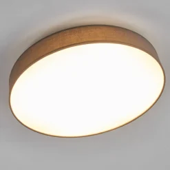 LED-loftlampe Saira, Ø 50 cm, grå, tekstil^Lindby Clearance