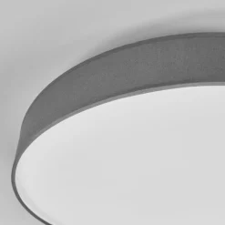 LED-loftlampe Saira, Ø 50 cm, grå, tekstil^Lindby Clearance
