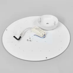 LED-loftlampe Saira, Ø 50 cm, grå, tekstil^Lindby Clearance