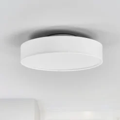 LED-loftlampe Saira, Ø 30 cm, hvid, tekstil^Lindby Sale