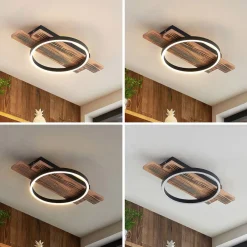 LED-loftlampe Sentoa, træ, 52,8 cm lang, 3.000 K^Lindby Outlet