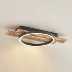 LED-loftlampe Sentoa, træ, 52,8 cm lang, 3.000 K^Lindby Outlet