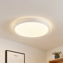 Lindby LED-loftlampe Sleya Ø 50 cm, hvid, CCT, dæmpbar