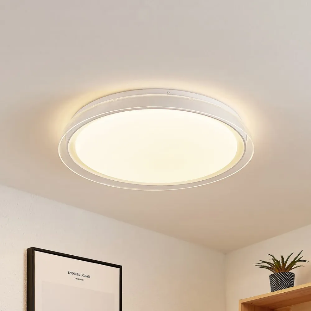 Lindby LED-loftlampe Sleya Ø 50 cm, hvid, CCT, dæmpbar